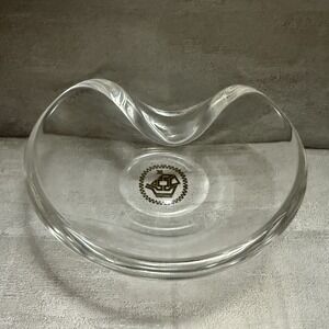Vintage Marine Midland Bank Glass Modernist MCM Logo Dish Bowl‎ Ashtray Heavy